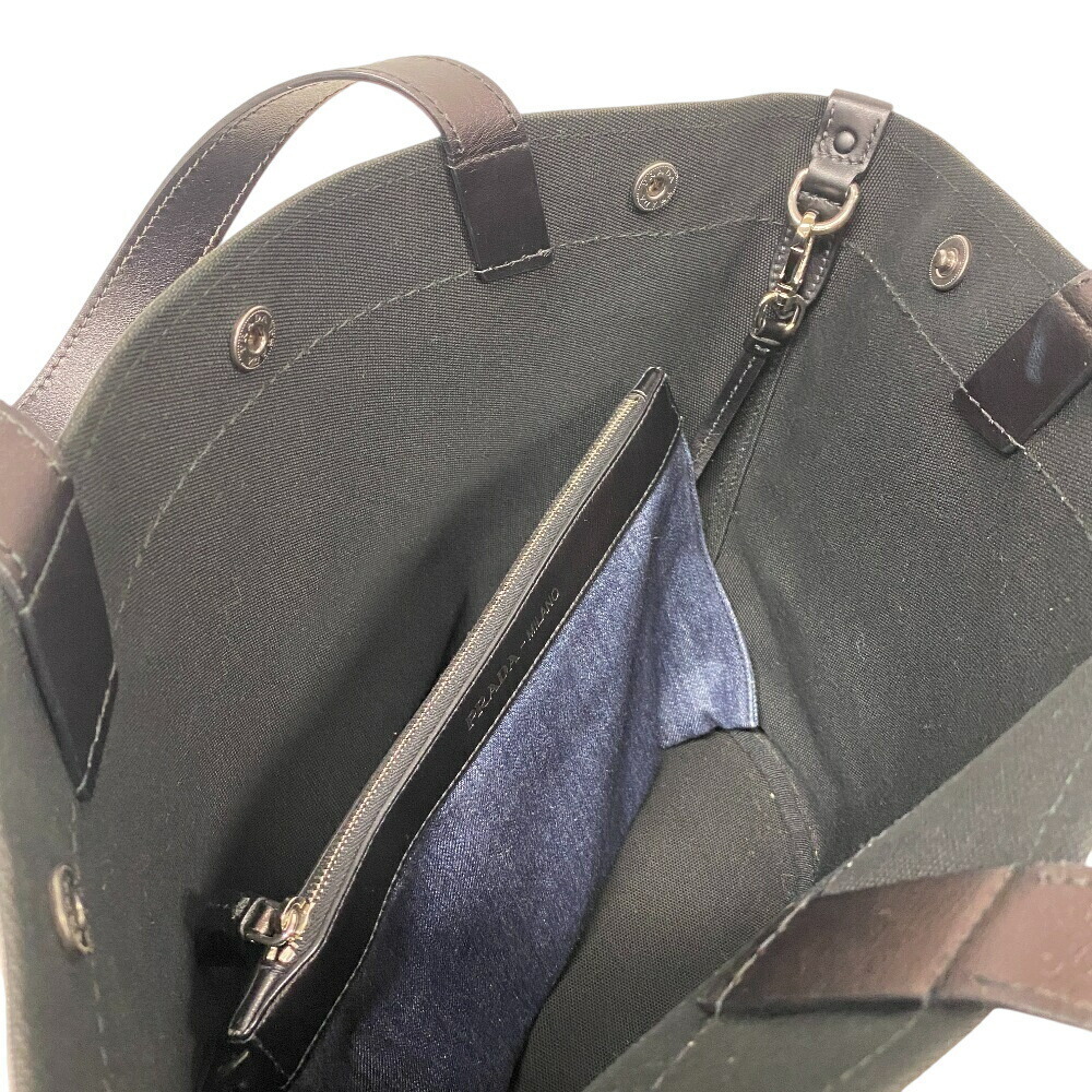 PRADA Canapa Denim Tote Bag Handbag Shoulder Laptop Compatible Navy Blue - Picture 8 of 10